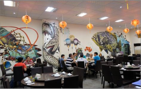 郑州海鲜餐厅墙体彩绘